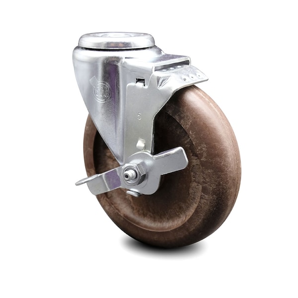 5 Inch High Temp Glass Filled Nylon Swivel Bolt Hole Caster with Brake SCC